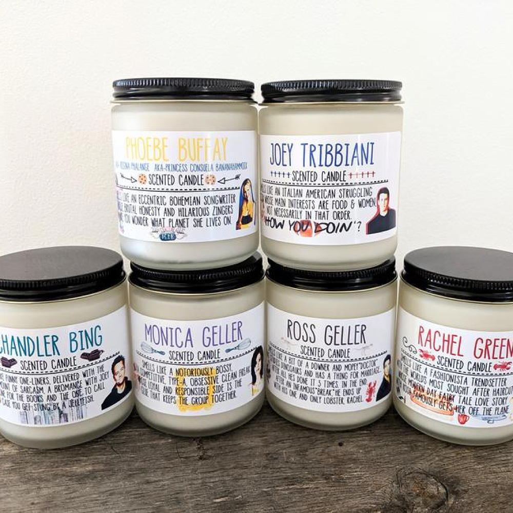 These Friends scented candles smell like Ross, Rachel, Phoebe, Chandler, Joey and Monica Ideal Home 