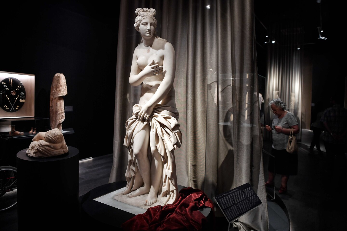 A marble statue of Aphrodite (2nd century AD) is displayed at a new temporary exhibition at the National Archaeological Museum in Athens